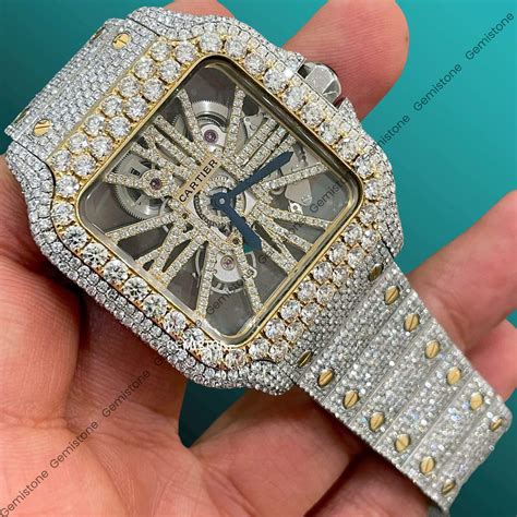 cartier santos skeleton bust down|cartier santos moissanite.